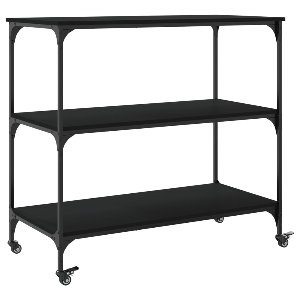 Kitchen Trolley Black 40.2"x19.7"x37.4" Engineered Wood