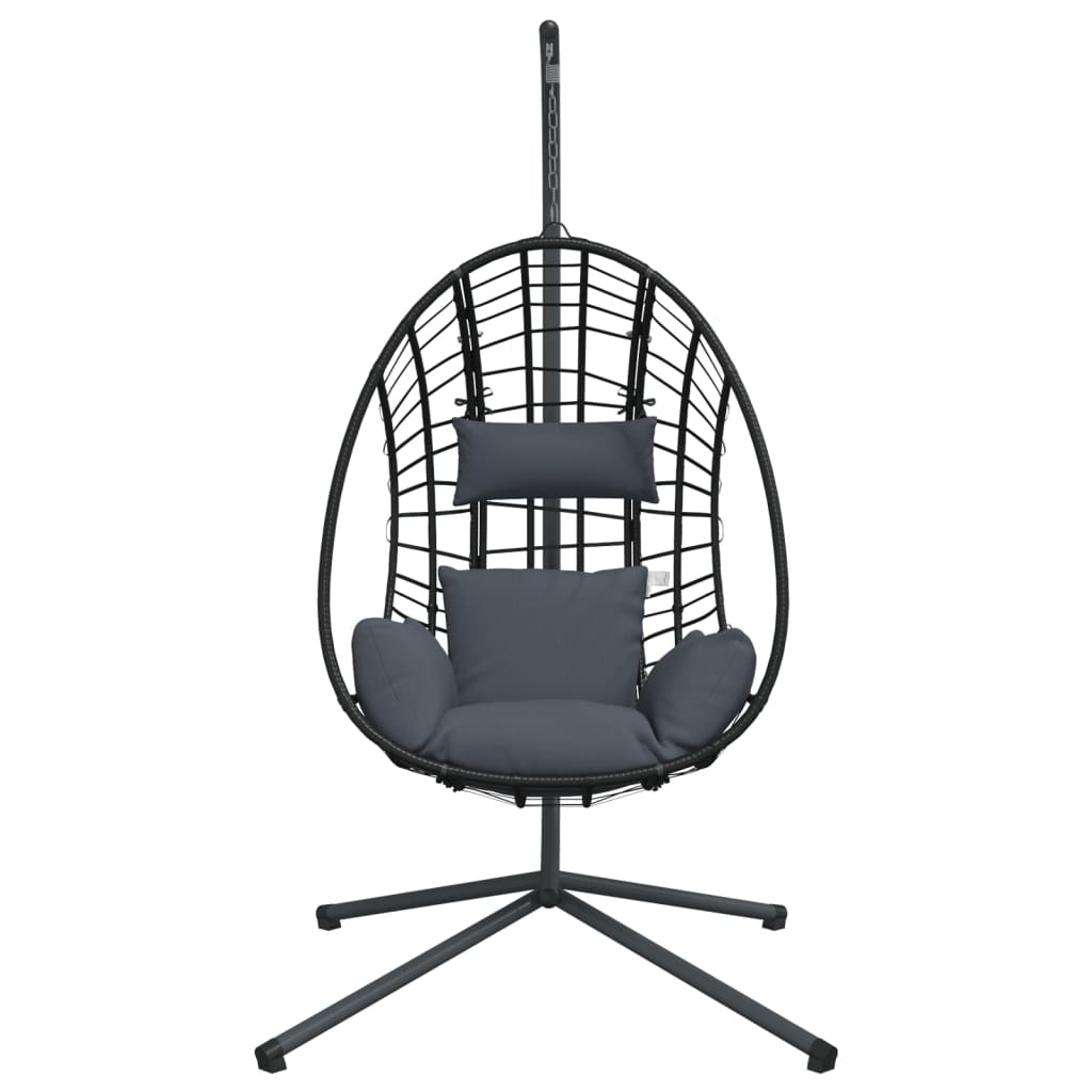 Hanging Egg Chair with Stand Anthracite Rattan and Steel