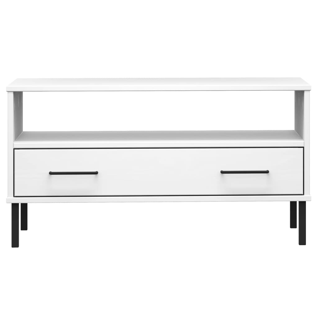 Coffee Table with Metal Legs White 33.5"x19.7"x17.7" Solid Wood OSLO