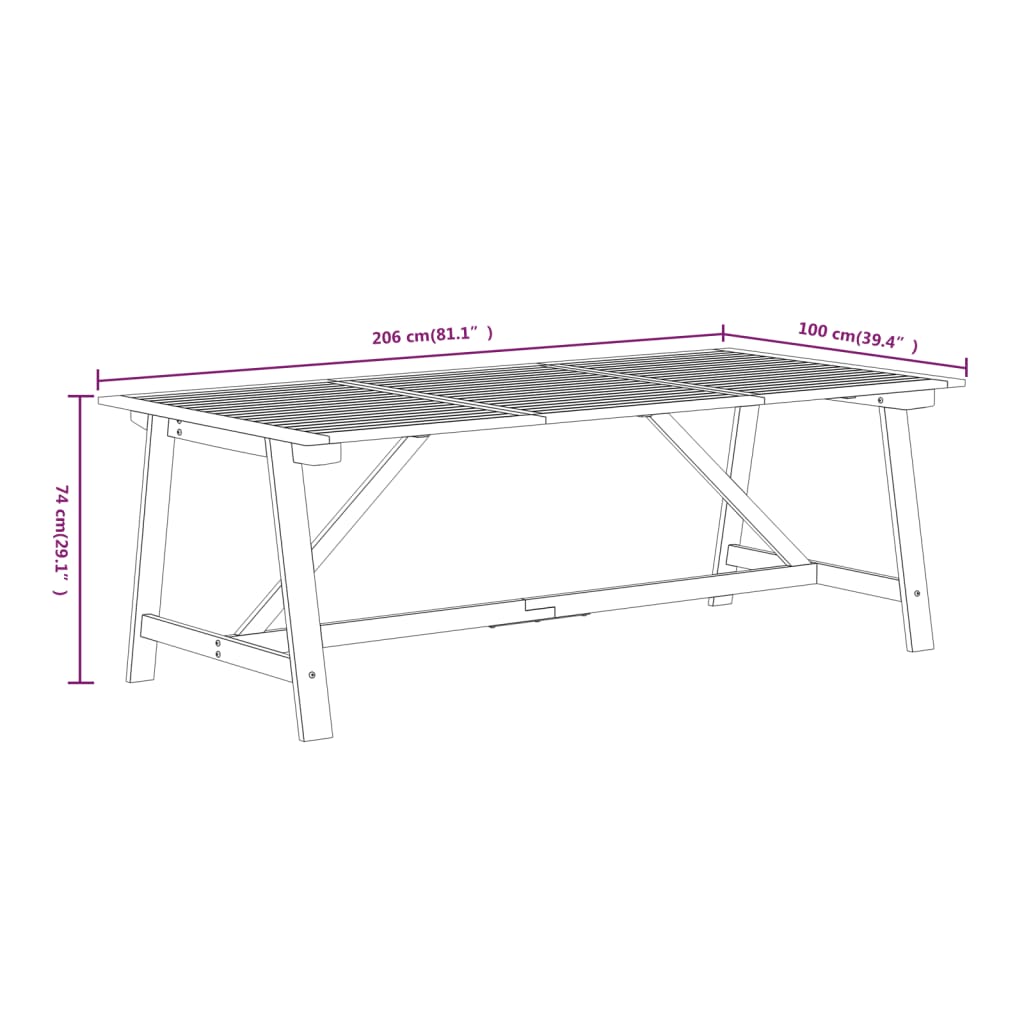 9 Piece Patio Dining Set Solid Acacia Wood