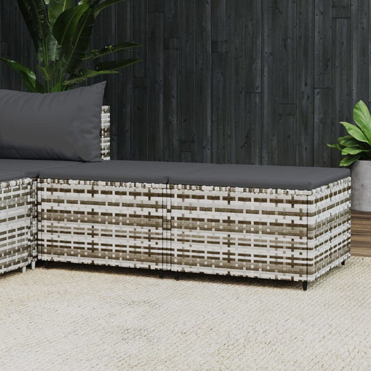 Patio Footrests with Cushions 2 pcs Gray Poly Rattan