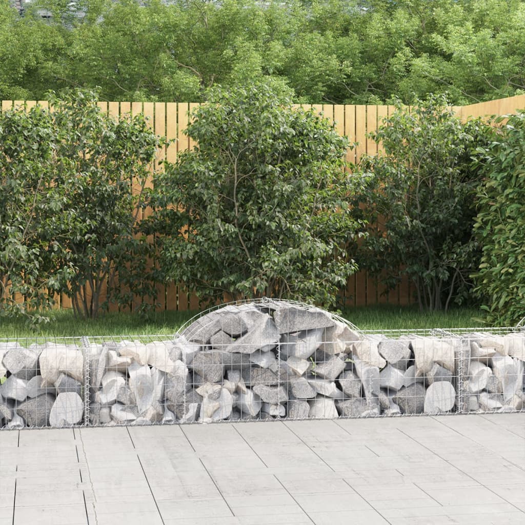 Arched Gabion Baskets 3 pcs 78.7"x19.7"x15.7"/23.6" Galvanized Iron