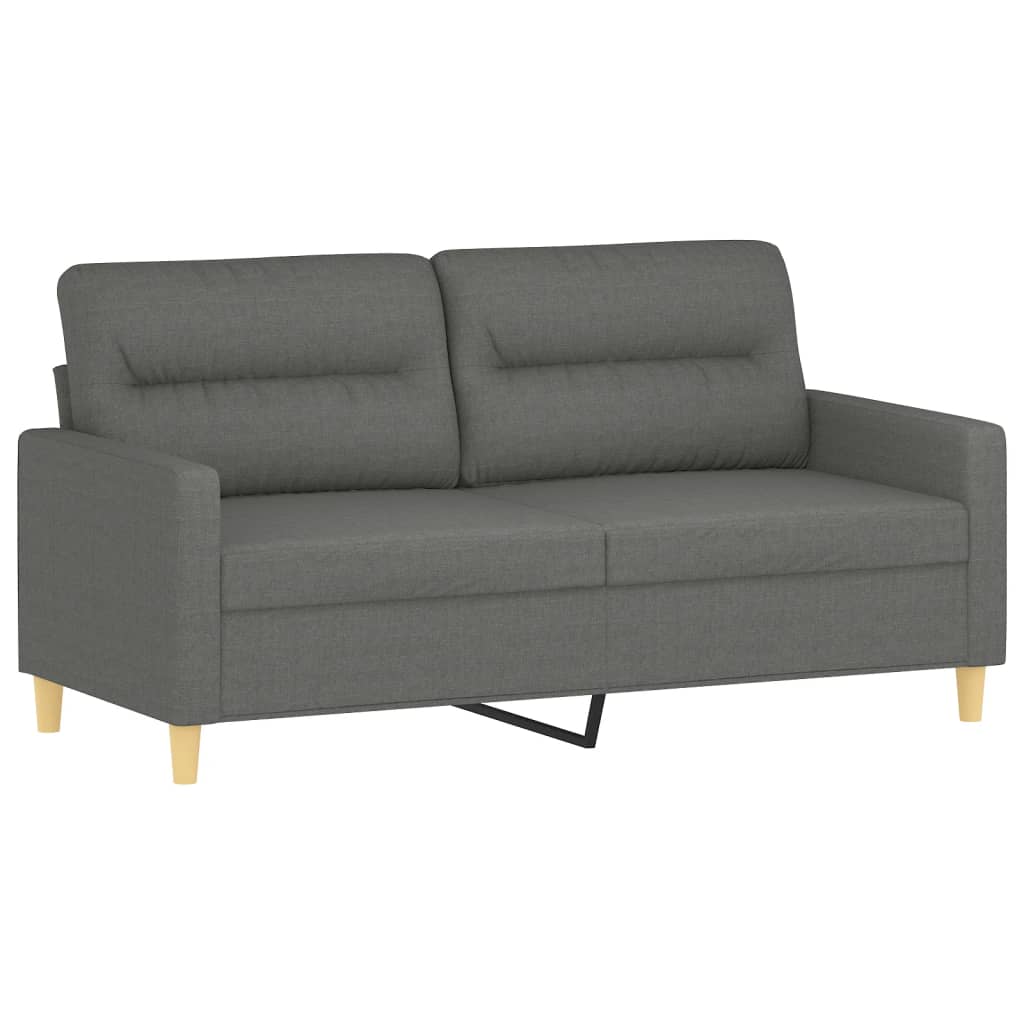 2 Piece Sofa Set with Pillows Dark Gray Fabric