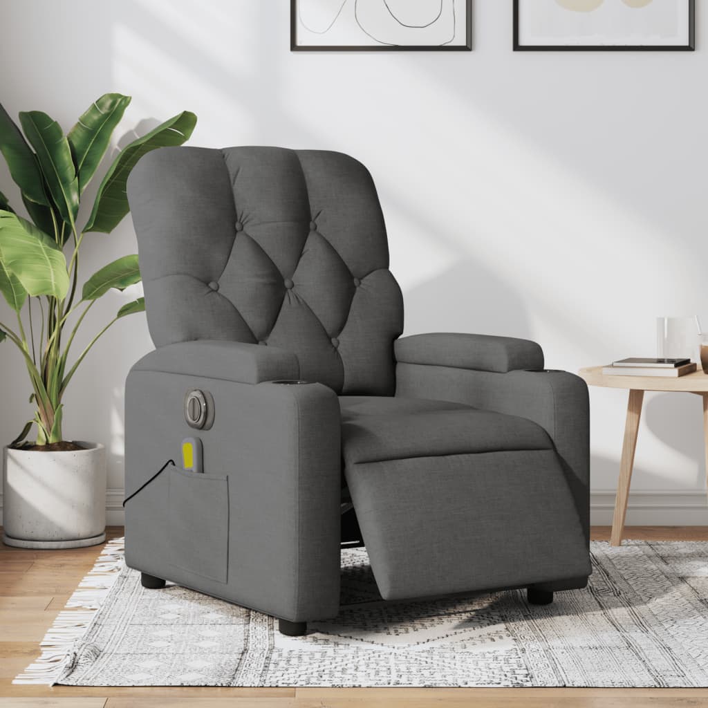 Electric Massage Recliner Chair Dark Gray Fabric