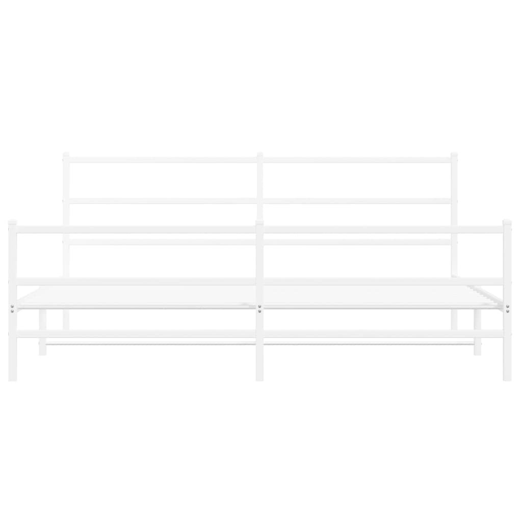 Metal Bed Frame without Mattress with Footboard��White 76"x79.9"