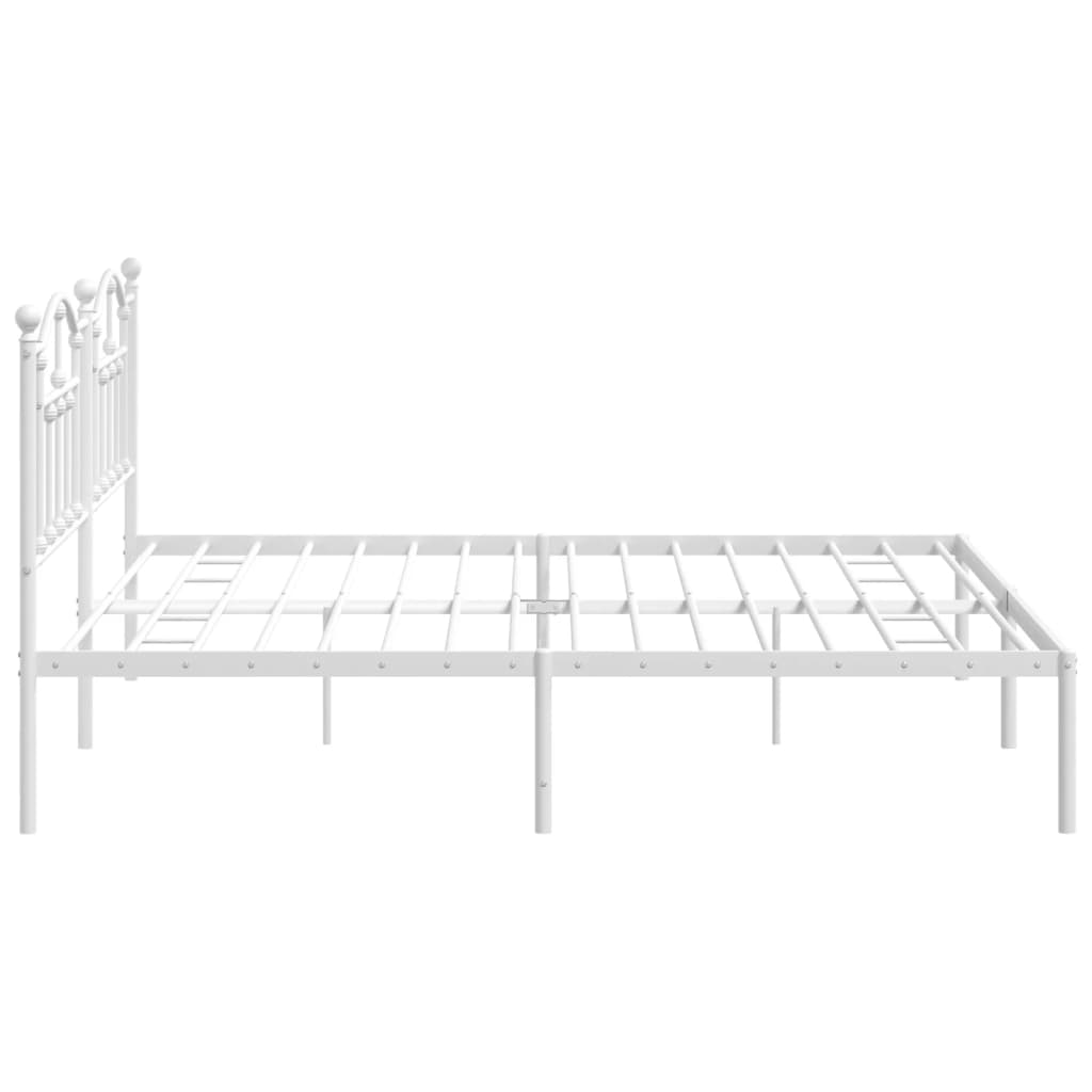 Metal Bed Frame without Mattress with Headboard White 76"x79.9"