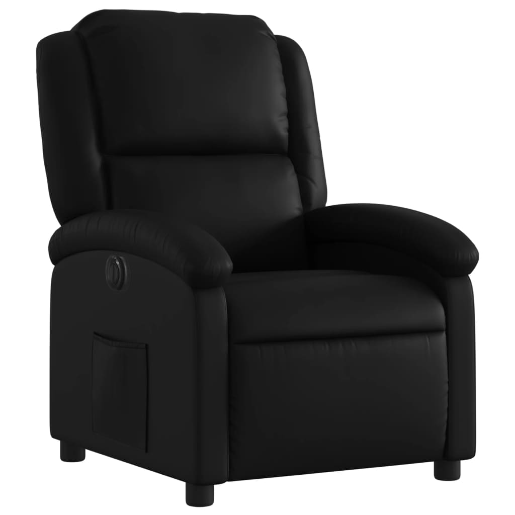 Electric Recliner Chair Black Faux Leather