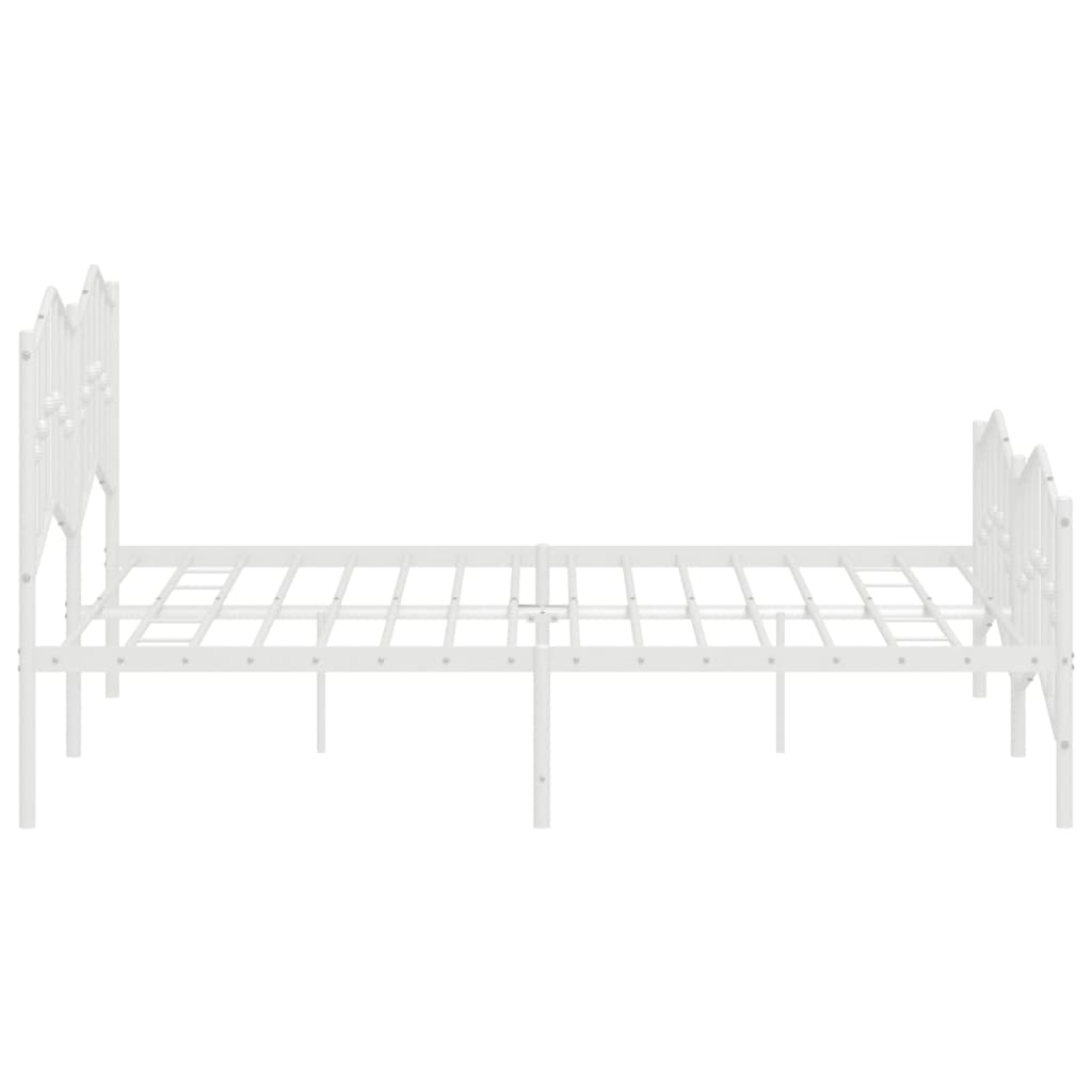 Metal Bed Frame without Mattress with Footboard White 72"x83.9"