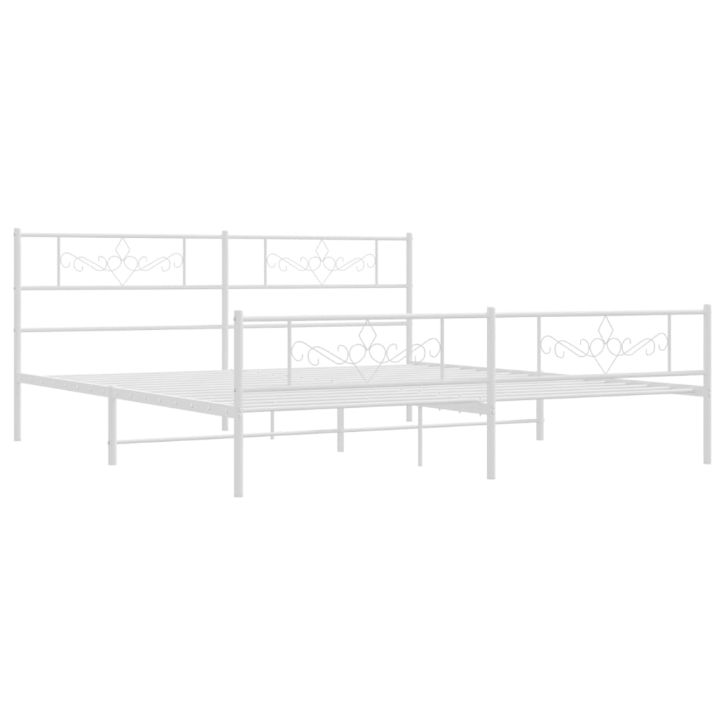 Metal Bed Frame without Mattress with Footboard White 72"x83.9"