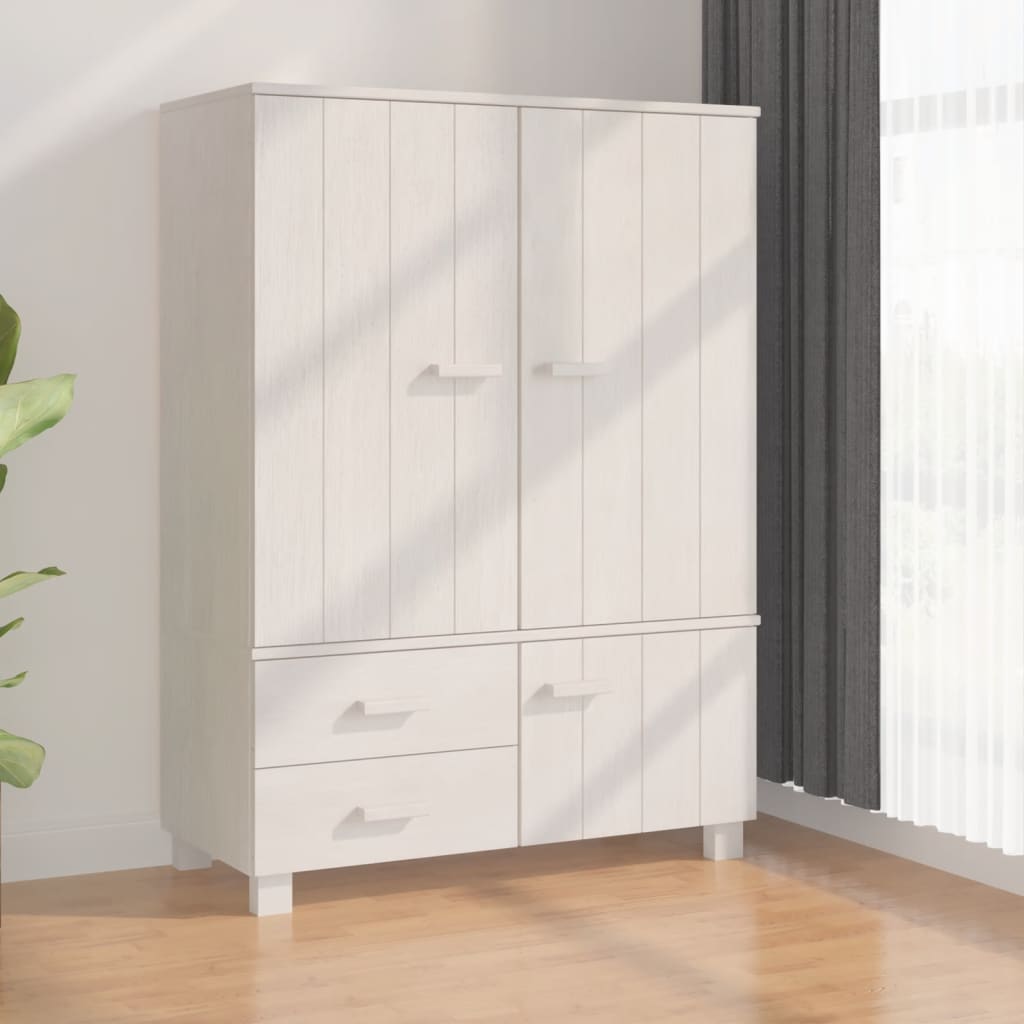 Wardrobe HAMAR White 39"x17.7"x53.9" Solid Wood Pine