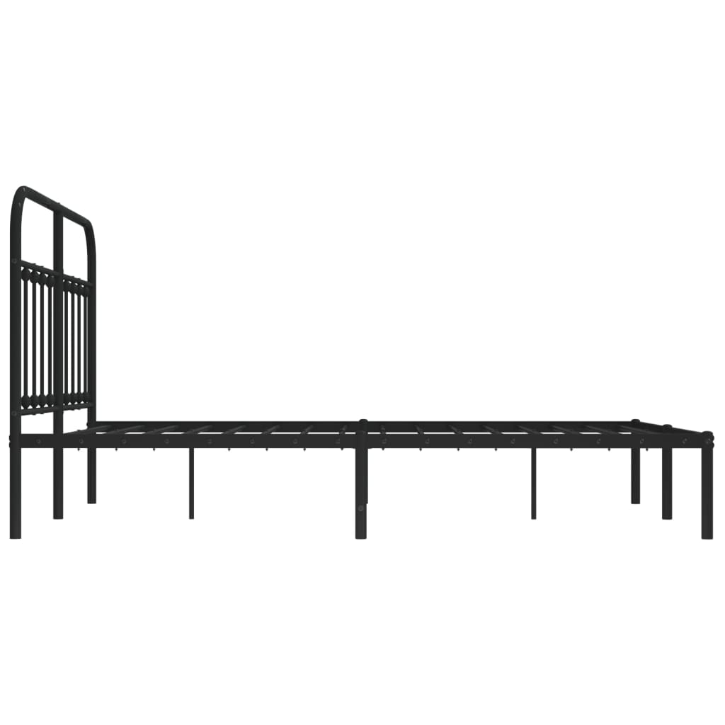 Metal Bed Frame without Mattress with Headboard Black 59.1"x78.7"