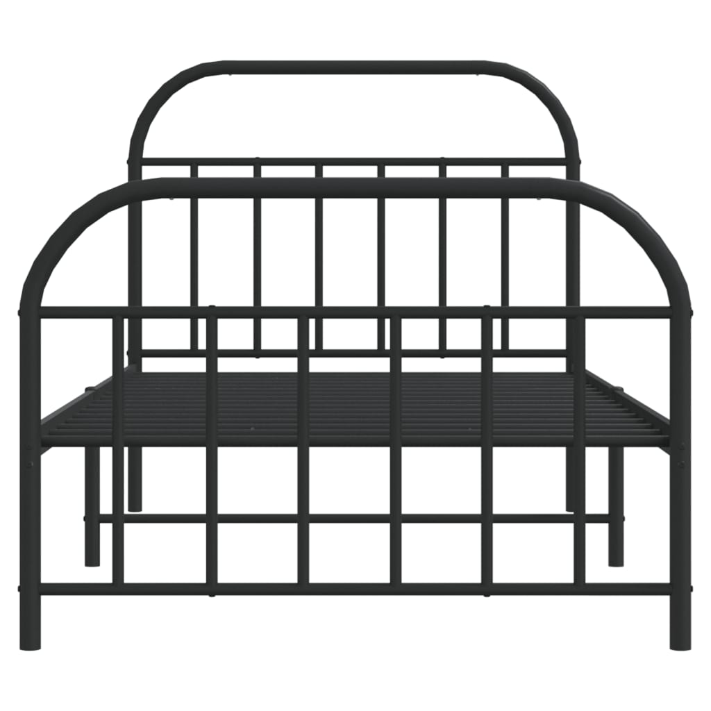 Metal Bed Frame without Mattress with Footboard Black 39.4"x74.8"