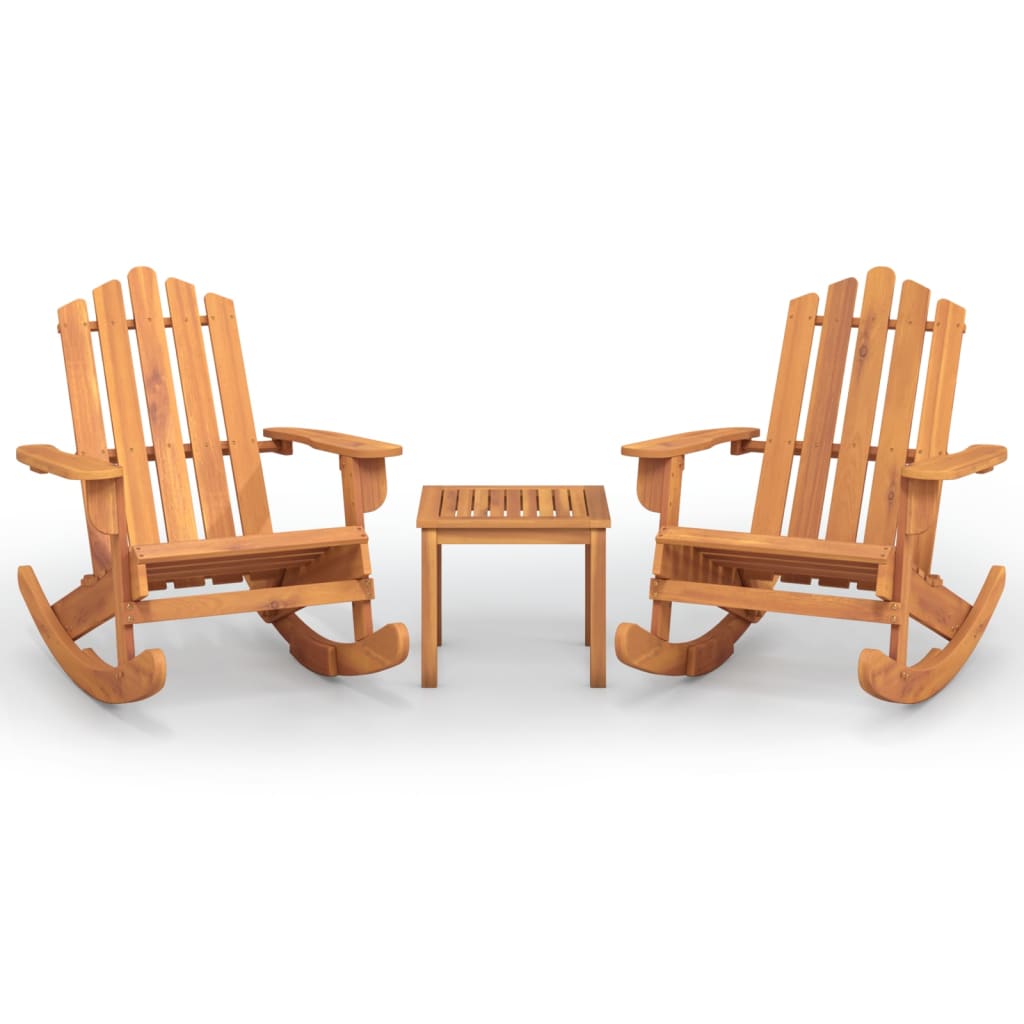 3 Piece Adirondack Patio Lounge Set Solid Wood Acacia