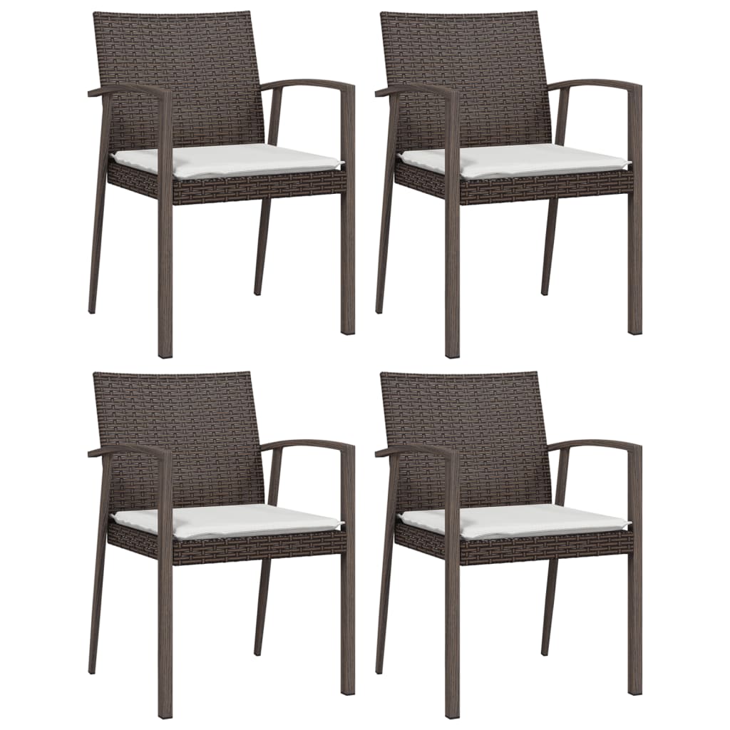 Patio Chairs with Cushions 4 pcs Brown 22.2"x22.4"x32.7" Poly Rattan