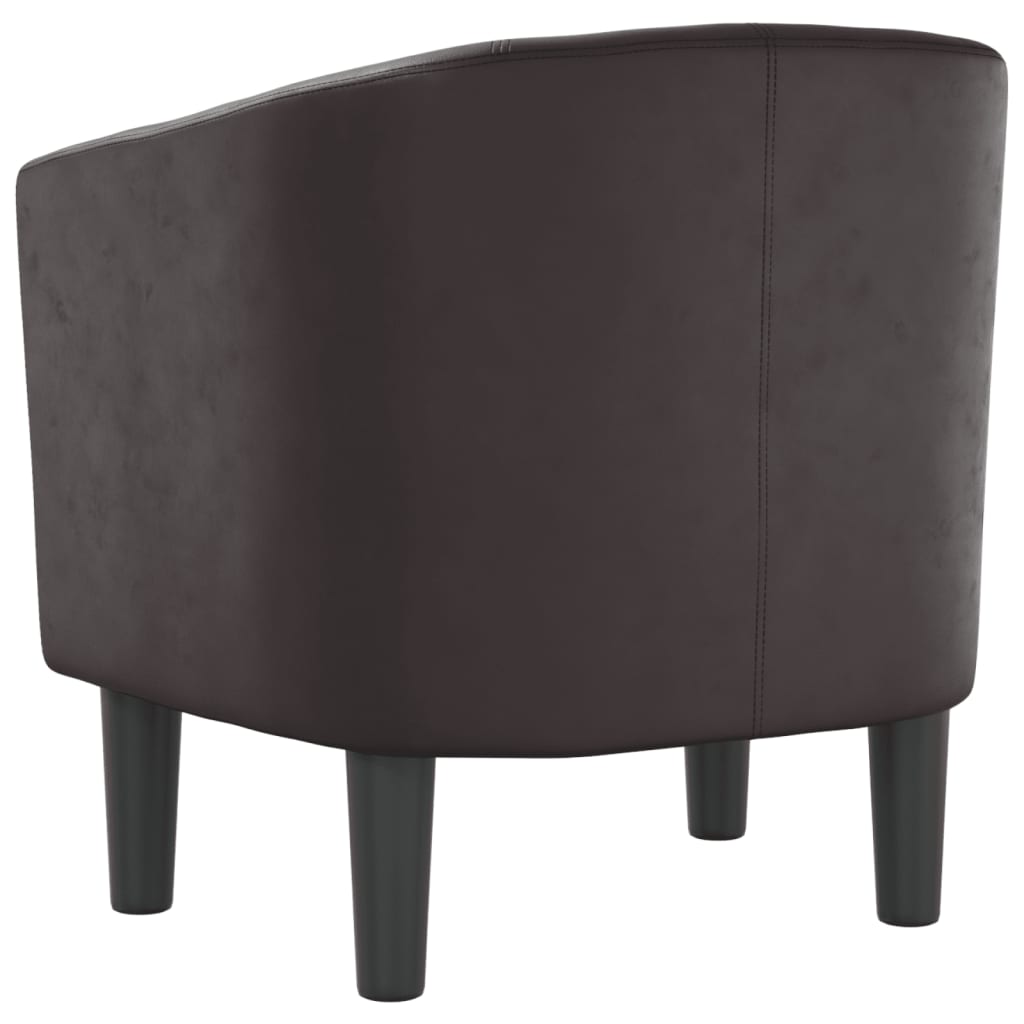 Tub Chair Brown Faux Leather