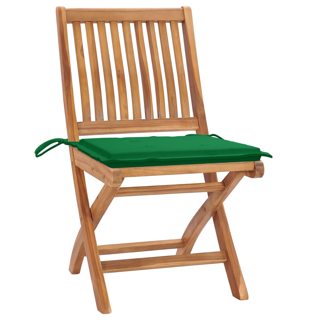 Folding Patio Chairs with Cushions 8 pcs Solid Teak Wood