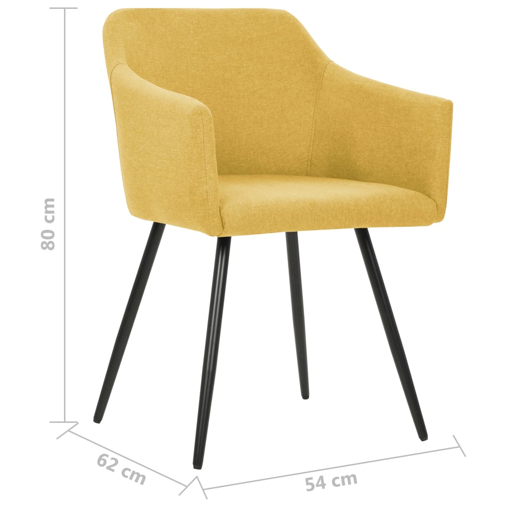 Dining Chairs 4 pcs Yellow Fabric