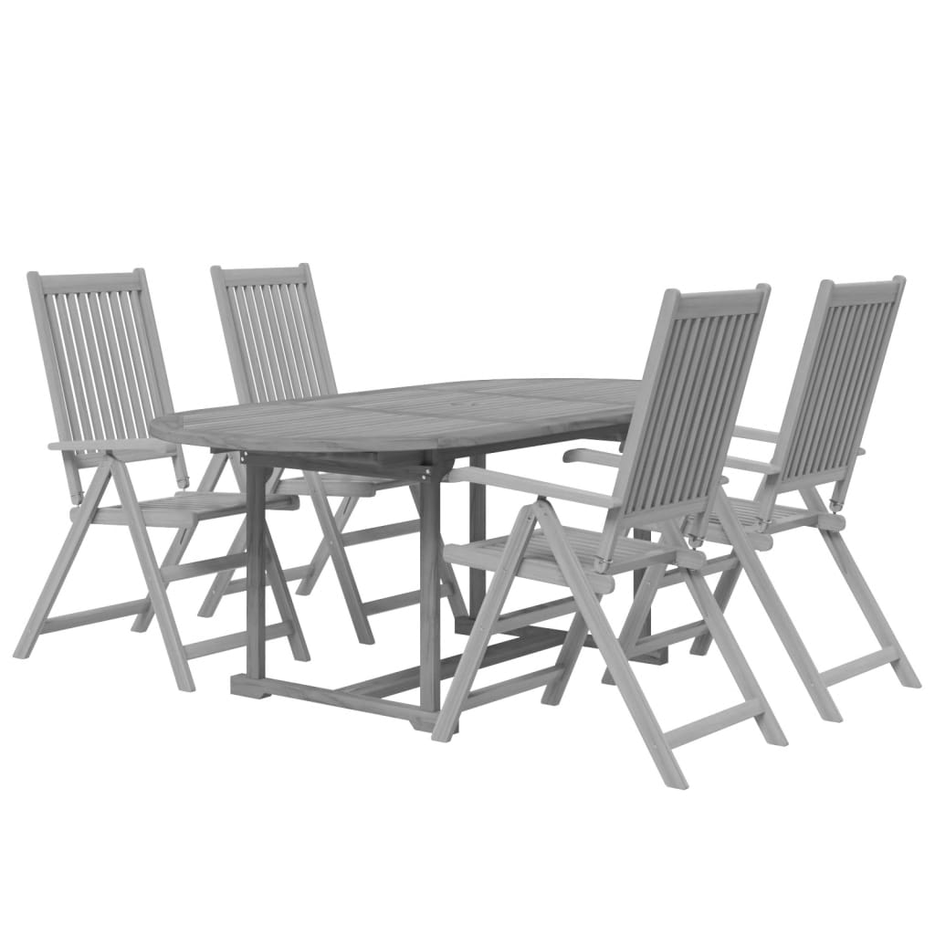 5 Piece Patio Dining Set Solid Wood Acacia