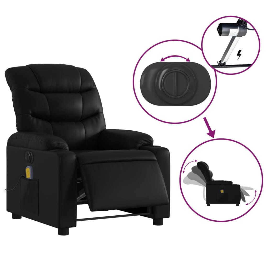 Electric Massage Recliner Chair Black Faux Leather