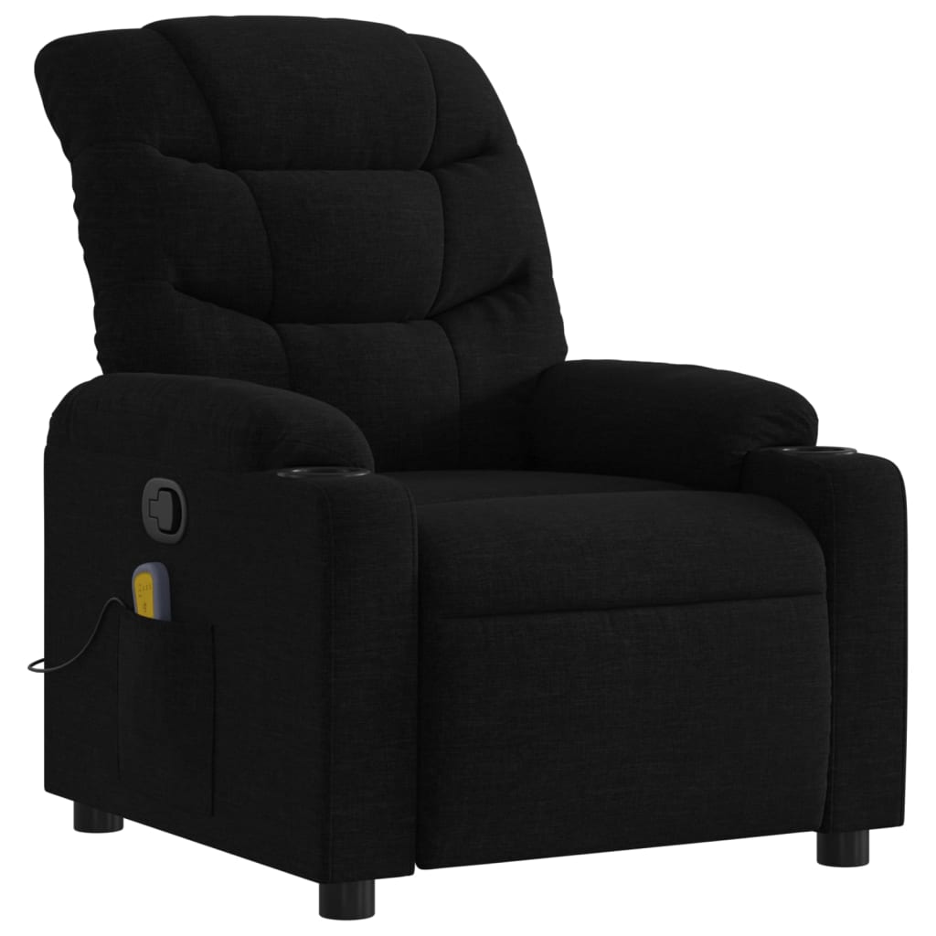 Massage Recliner Chair Black Fabric