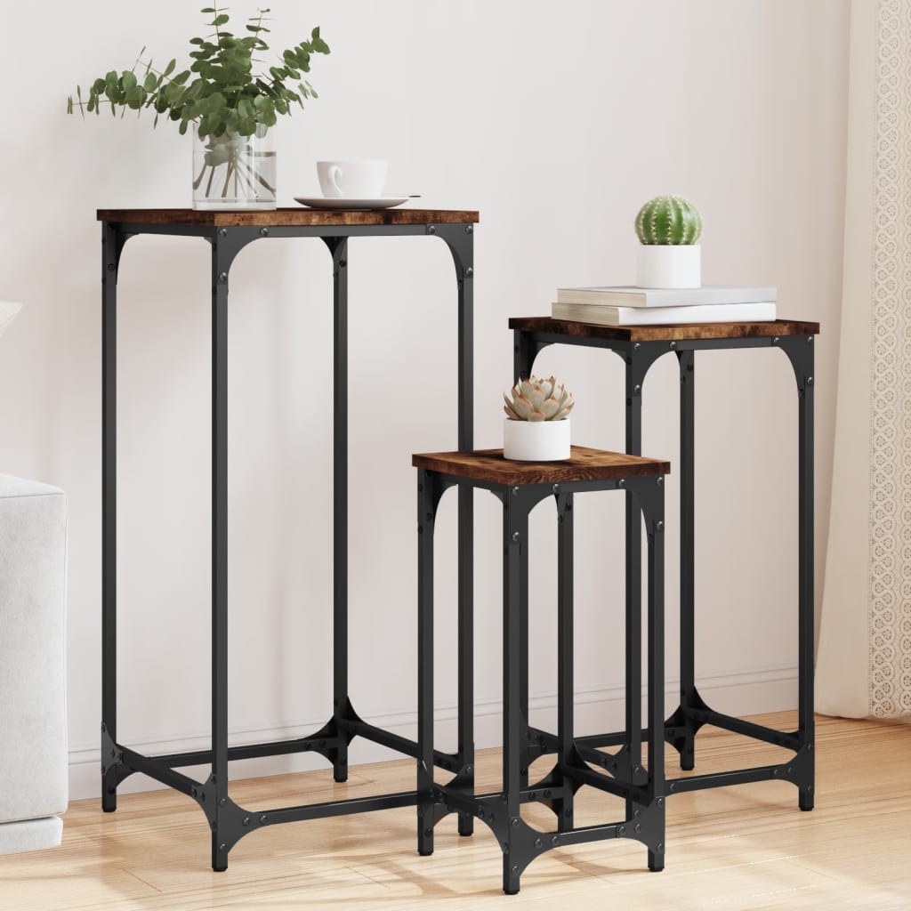 Nesting Side Tables 3 pcs Smoked Oak Engineered Wood