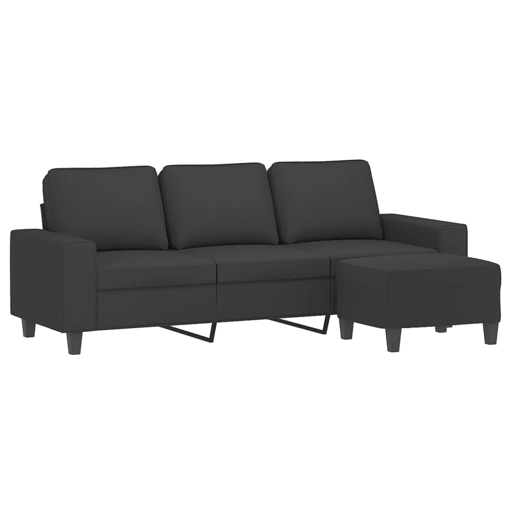 3-Seater Sofa with Footstool Dark Gray 70.9" Microfiber Fabric