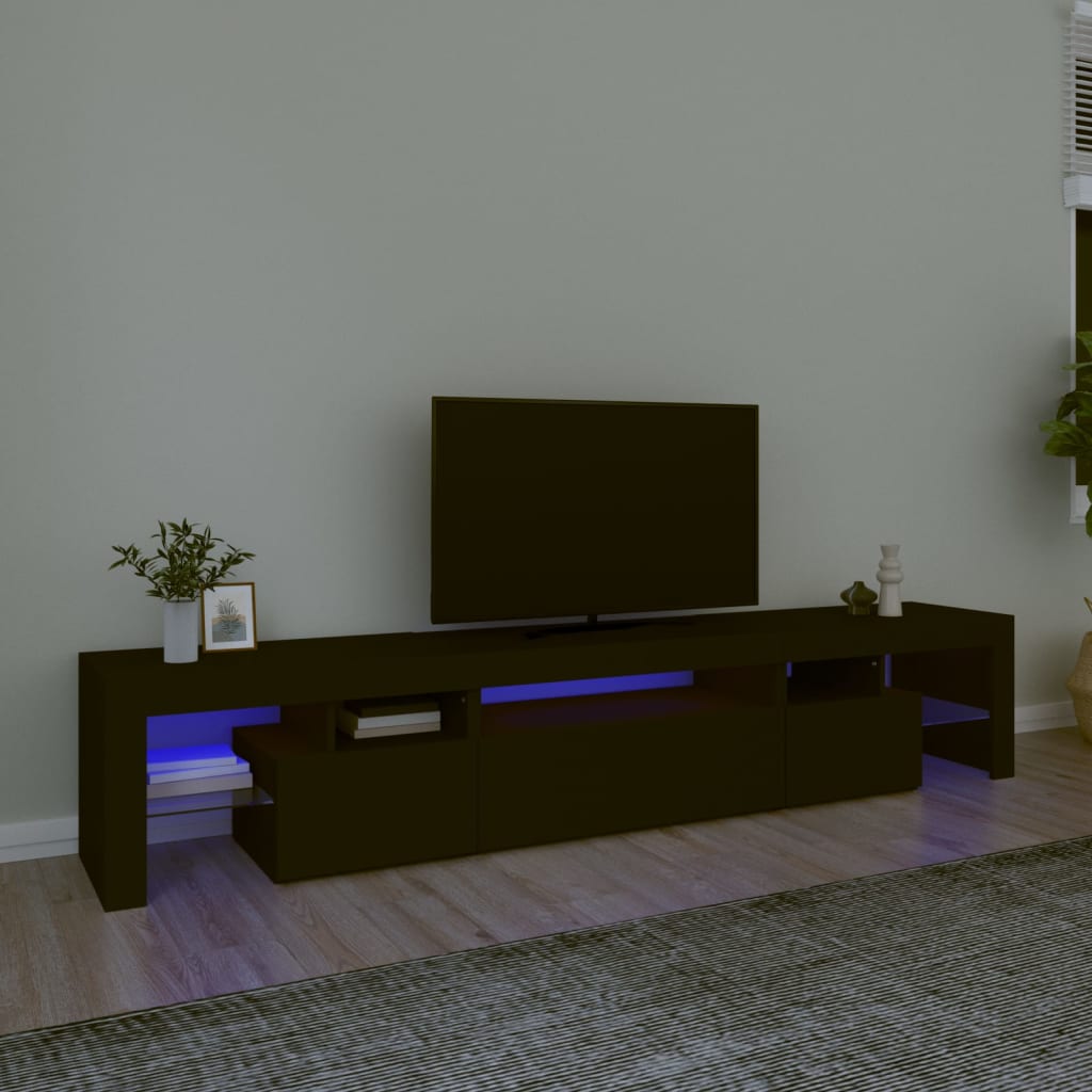 TV Stand with LED Lights Concrete Gray 102.4"x14.4"x15.7"