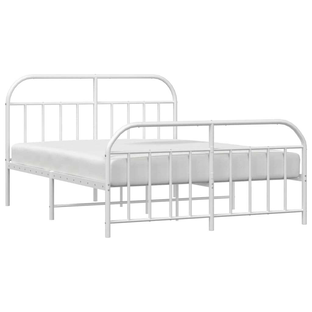 Metal Bed Frame without Mattress with Footboard White 72"x83.9"