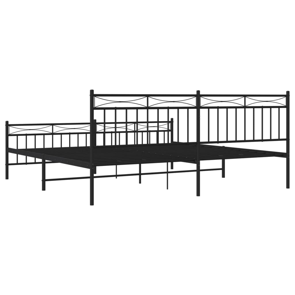 Metal Bed Frame without Mattress with Footboard Black 76"x79.9"