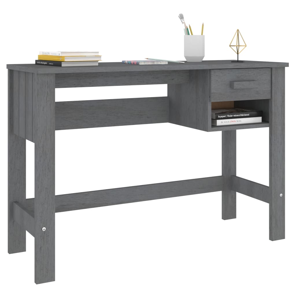 Desk HAMAR Dark Gray 43.3"x15.7"x29.5" Solid Wood Pine