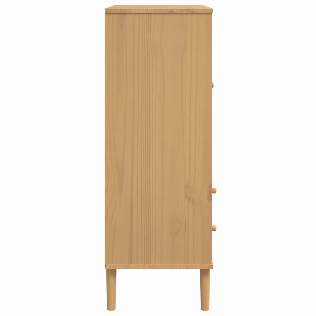 Highboard SENJA Rattan Look Brown 35.4"x15.7"x44.1" Solid Wood Pine