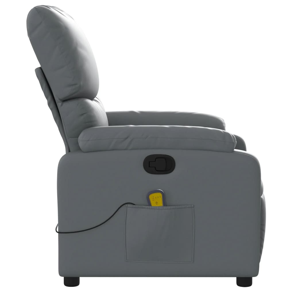 Massage Recliner Chair Gray Faux Leather