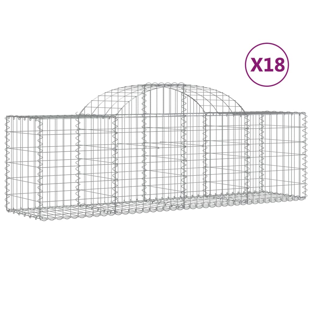 Arched Gabion Baskets 18 pcs 78.7"x19.7"x23.6"/31.5" Galvanized Iron