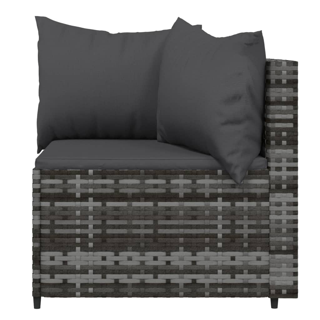 Patio Corner Sofas with Cushions 2 pcs Gray Poly Rattan