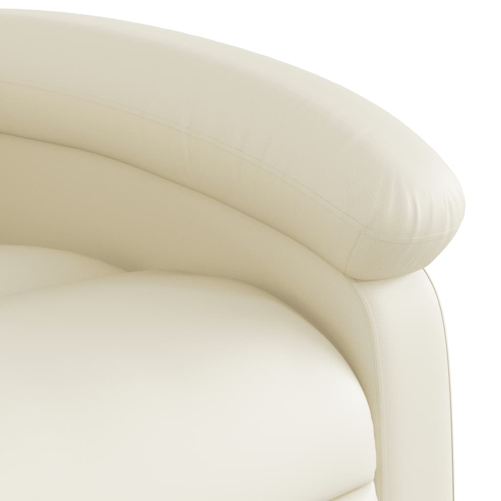 Stand up Recliner Chair Cream Faux Leather