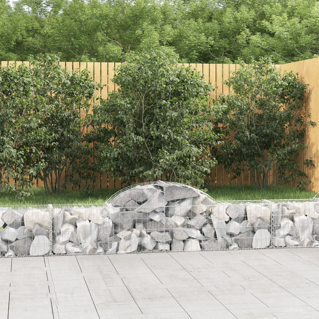 Arched Gabion Baskets 2 pcs 78.7"x11.8"x15.7"/23.6" Galvanized Iron