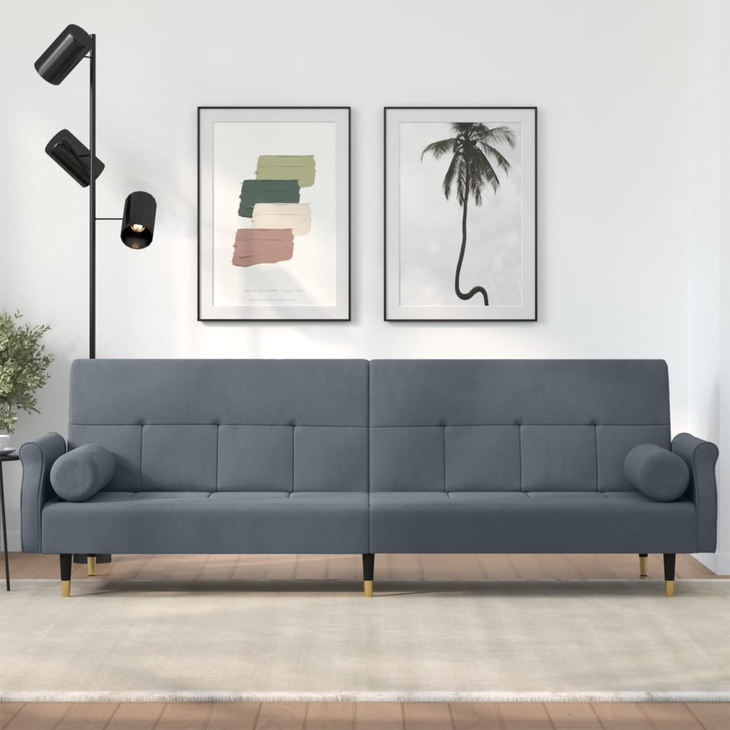 Sofa Bed with Cushions Black Velvet