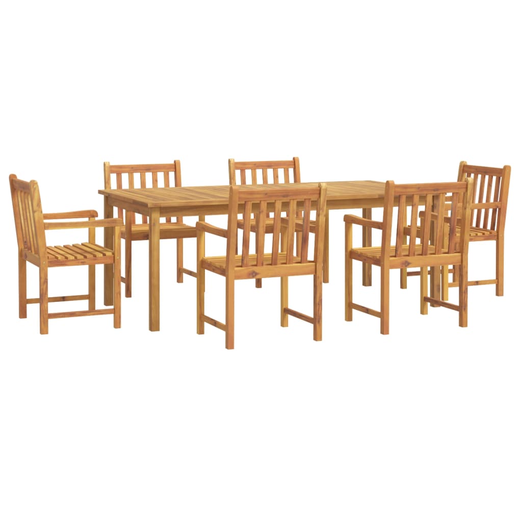 7 Piece Patio Dining Set Solid Wood Acacia