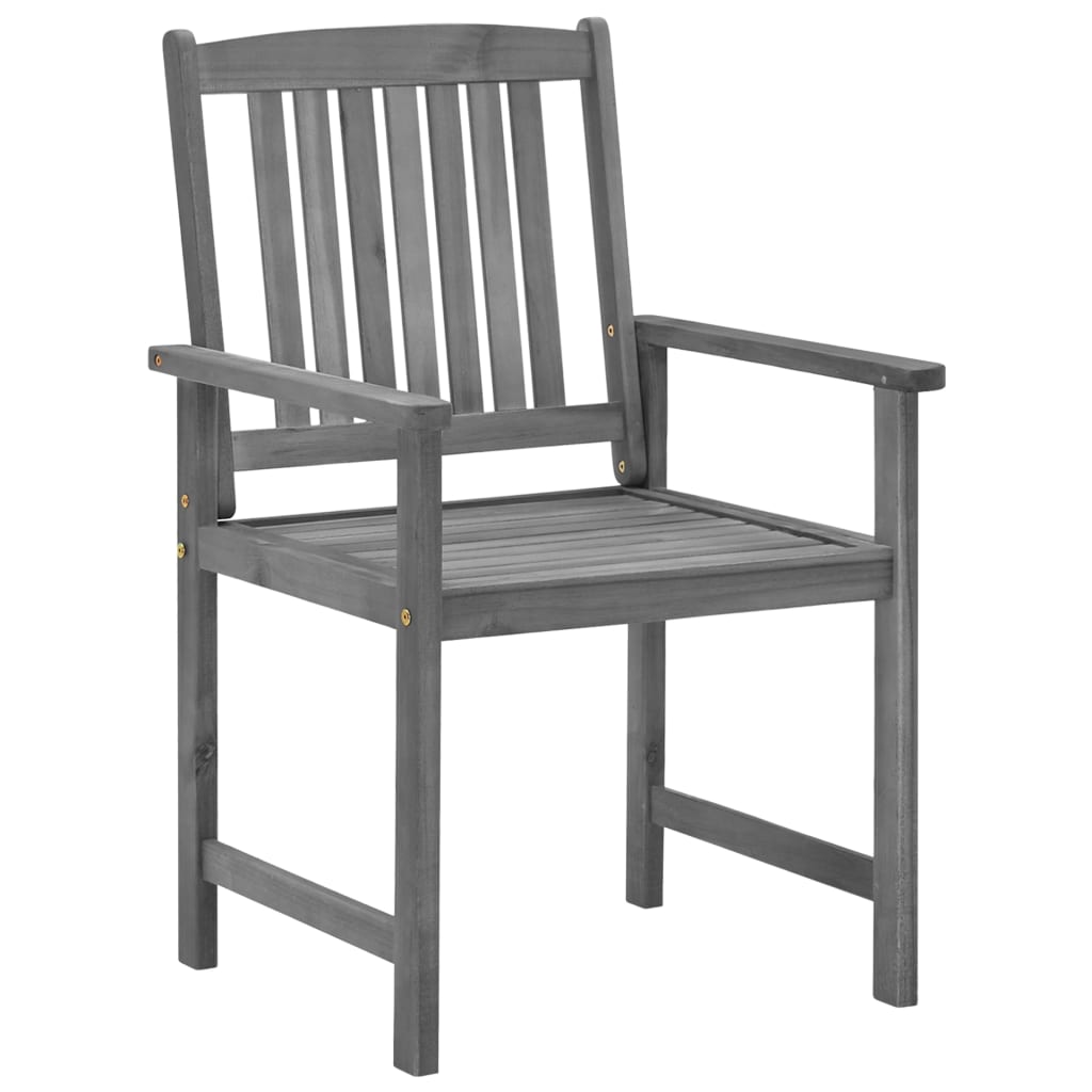 Patio Chairs with Cushions 2 pcs Gray Solid Acacia Wood