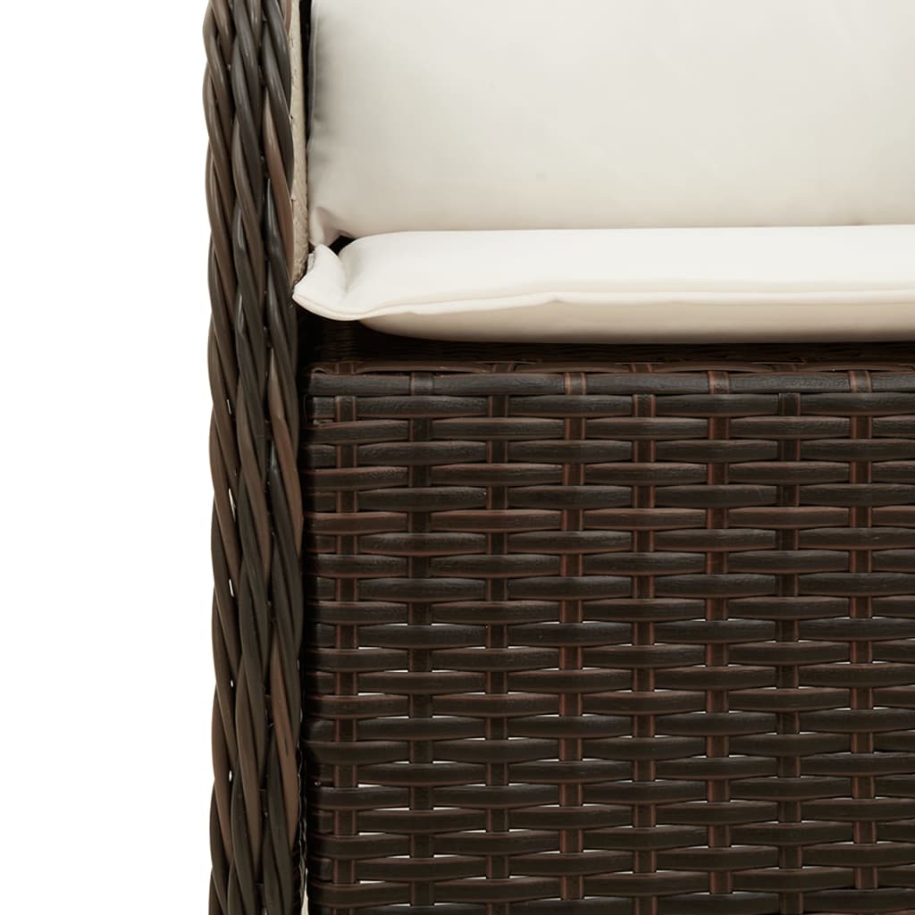 Patio Chairs with Cushions 2 pcs Brown Poly Rattan