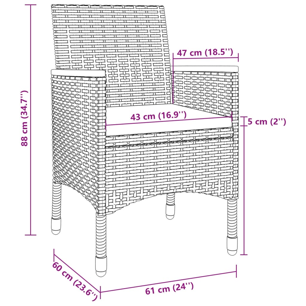 5 Piece Patio Dining Set with Cushions Poly Rattan and Glass