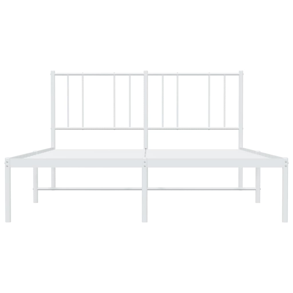 Metal Bed Frame without Mattress with Headboard White 53.1"x74.8"