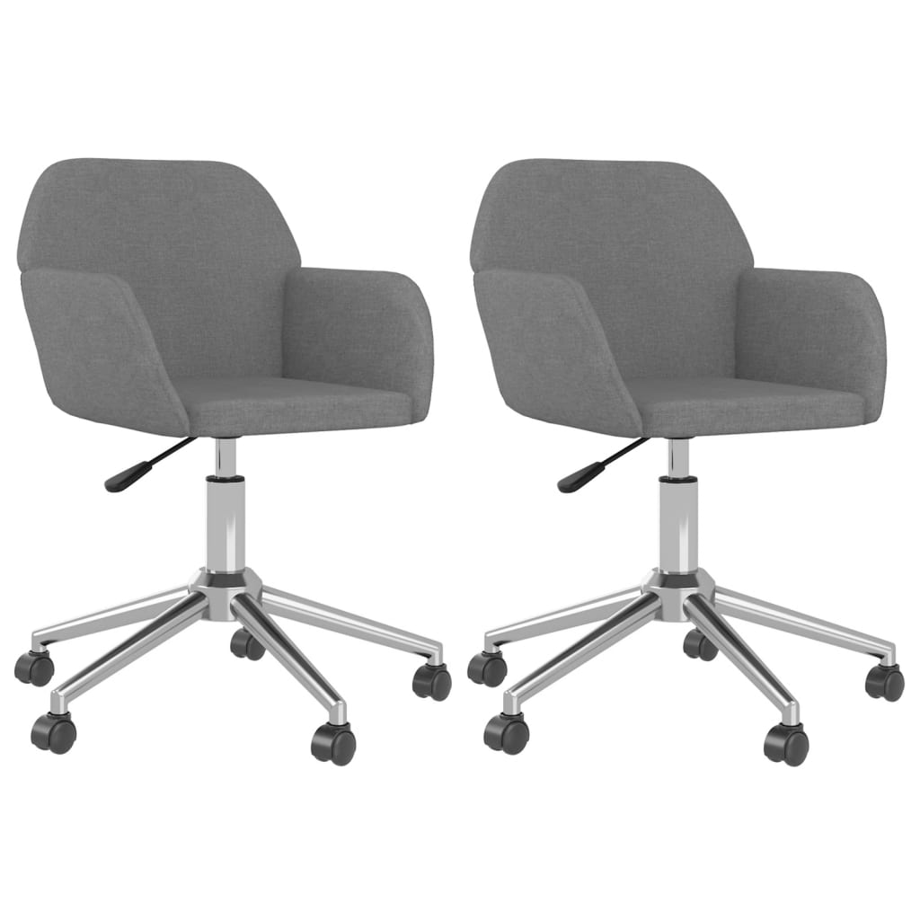 Swivel Dining Chairs 2 pcs Light Gray Fabric