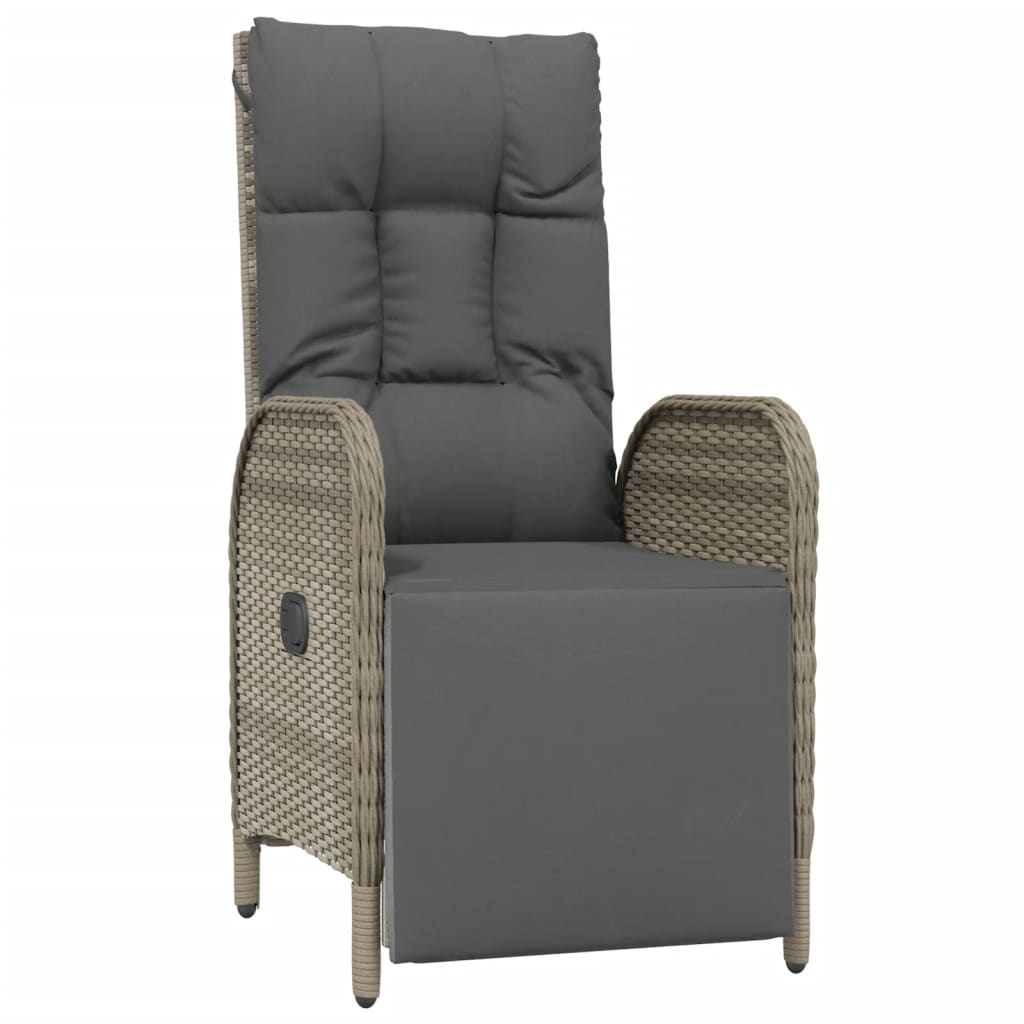 Patio Reclining Chairs with Cushions 2 pcs Poly Rattan Gray