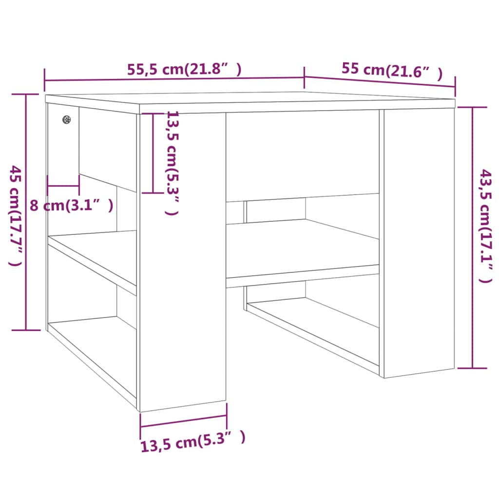 Coffee Table White 21.9"x21.7"x17.7" Engineered Wood