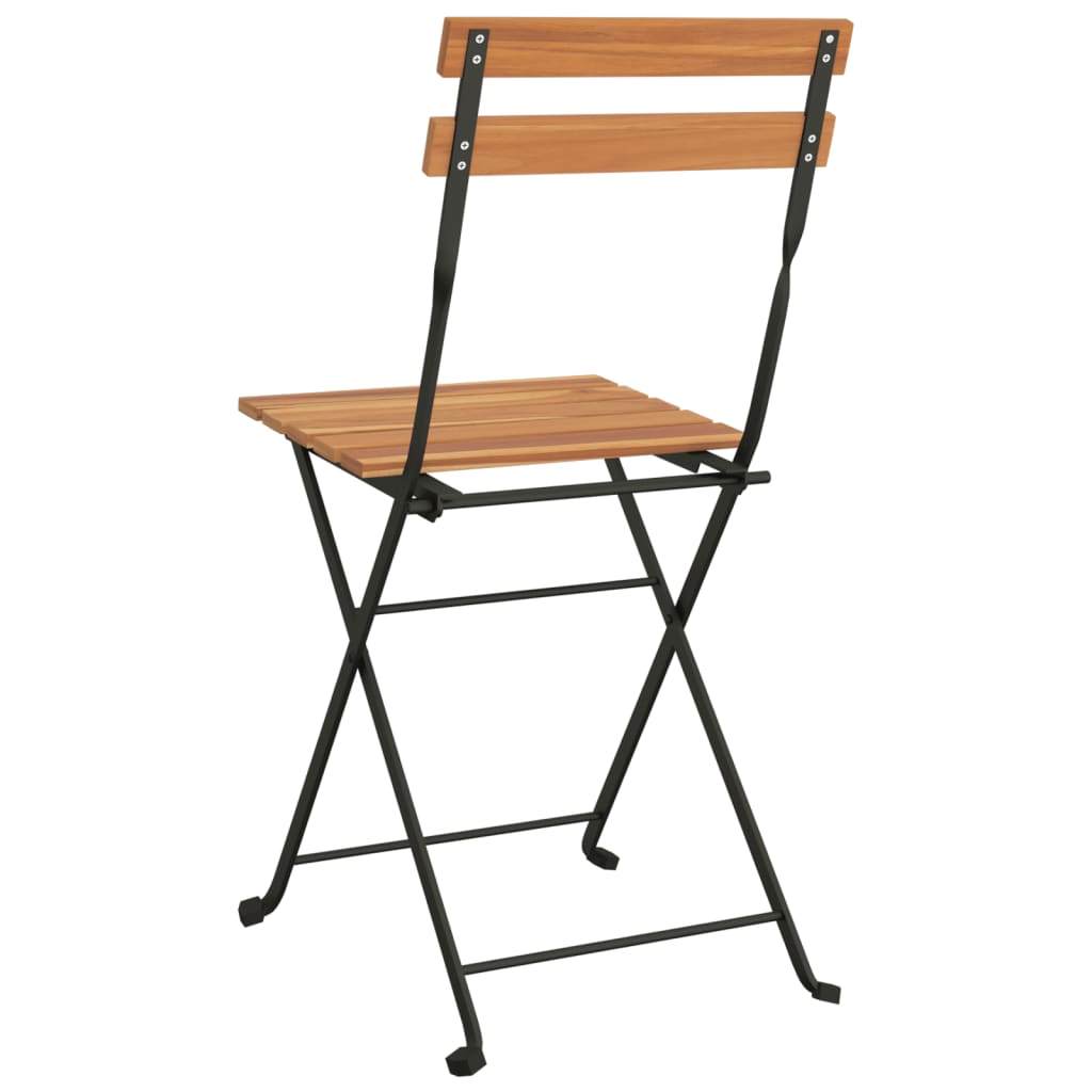 Folding Bistro Chairs 6 pcs Solid Wood Teak and Steel