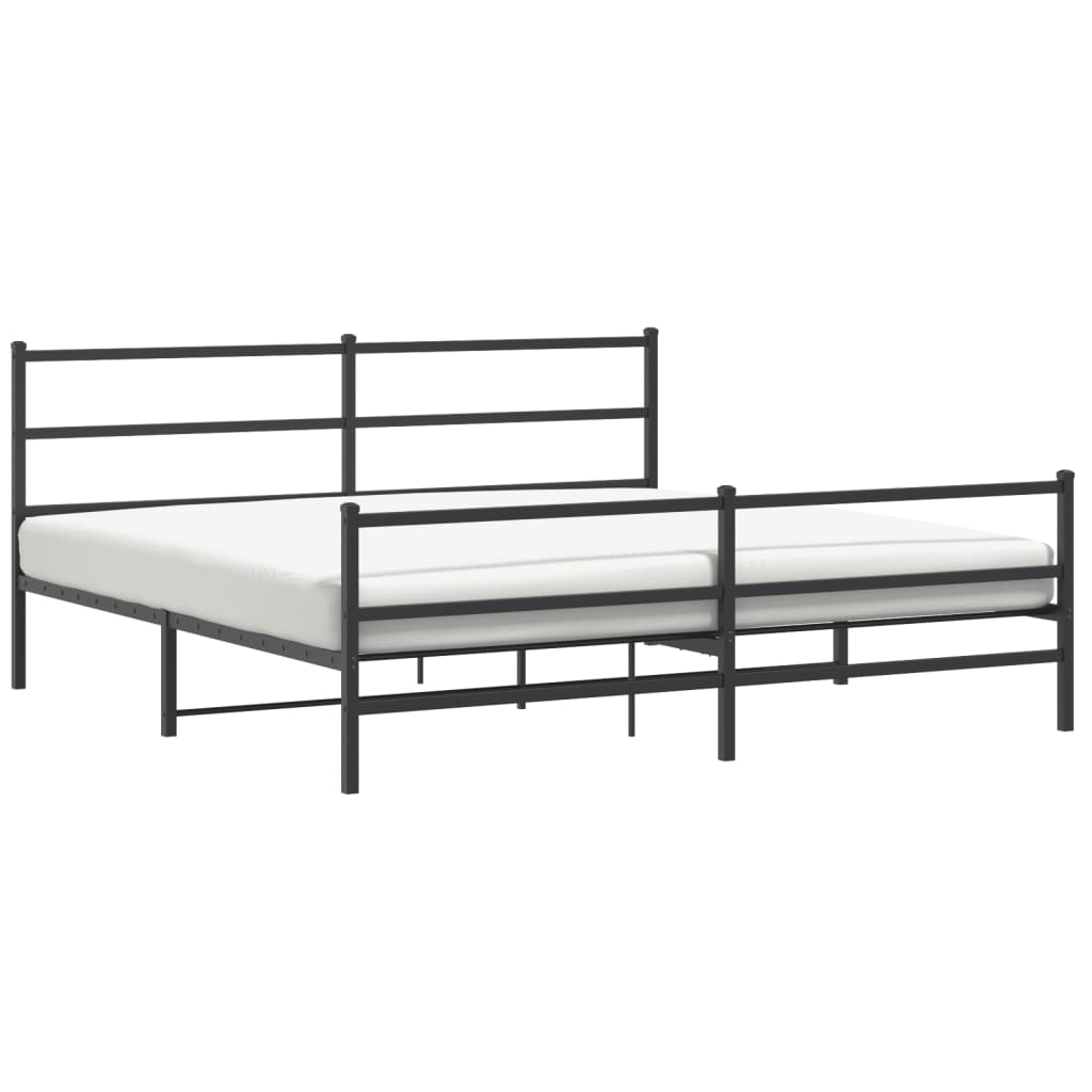 Metal Bed Frame without Mattress with Footboard��Black 76"x79.9"