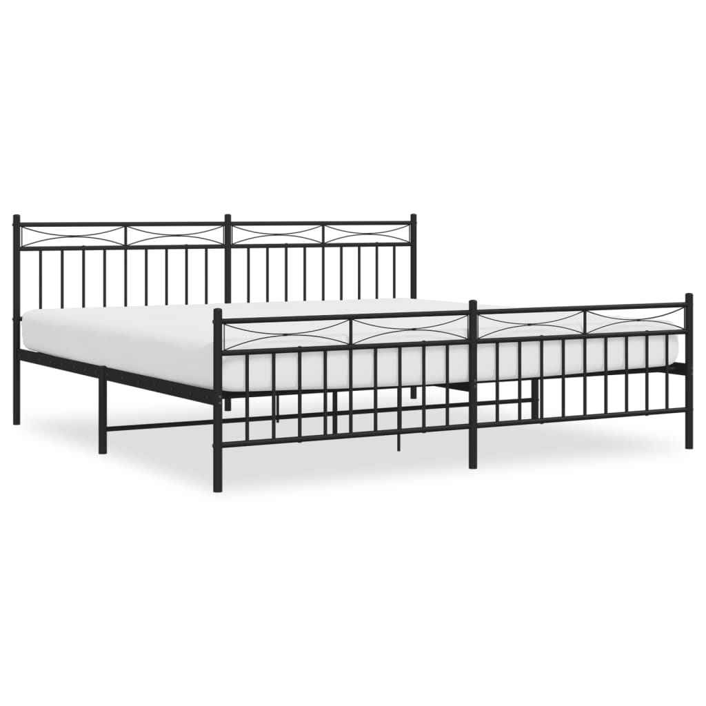 Metal Bed Frame without Mattress with Footboard Black 76"x79.9"