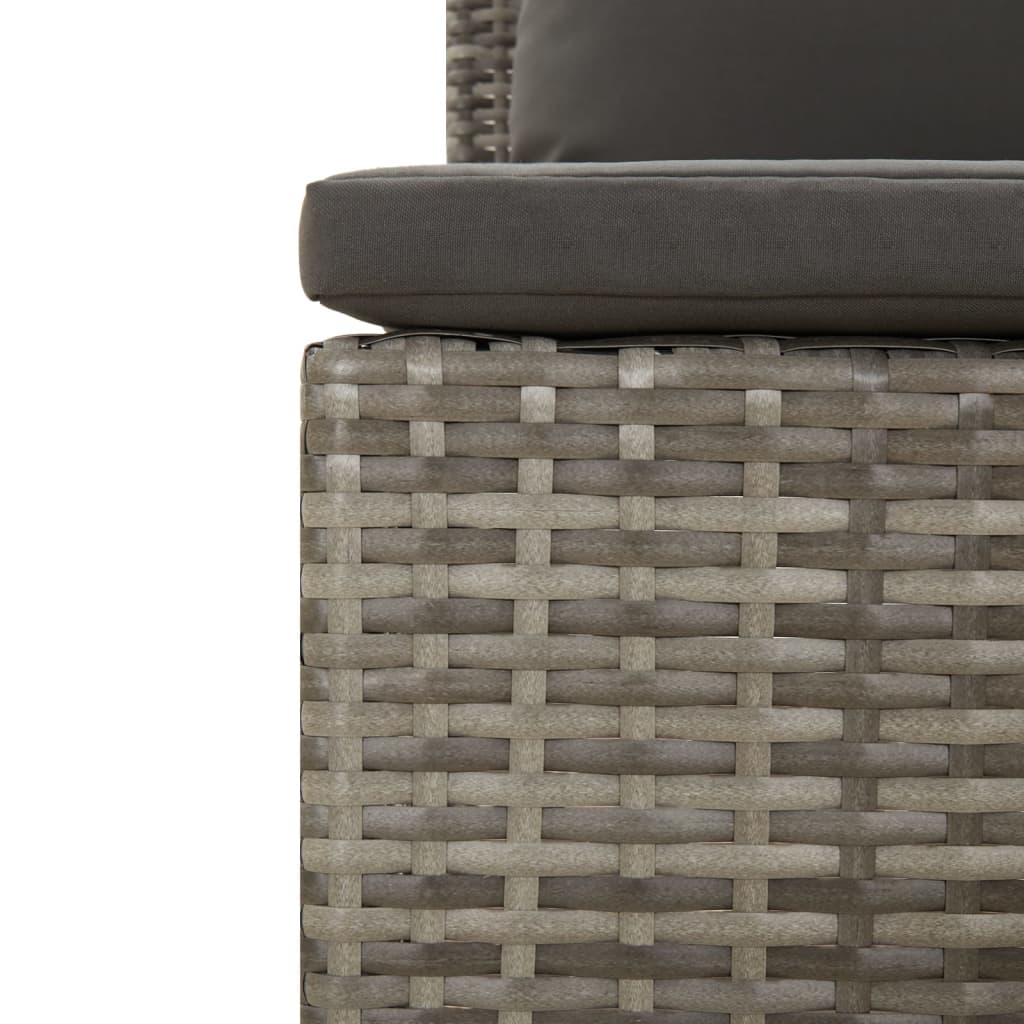 2-Seater Patio Sofa with Cushions Gray Poly Rattan