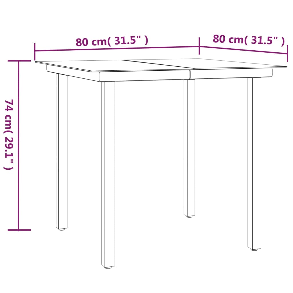 3 Piece Patio Dining Set Poly Rattan